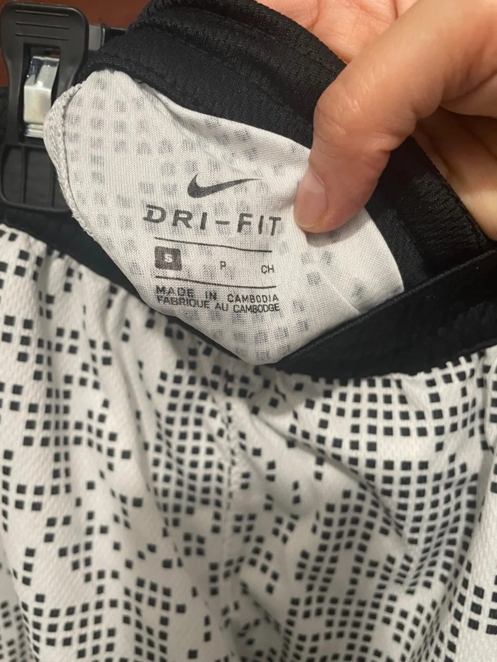 Nike Men’s Black & White Pixel-Print Athletic Shorts